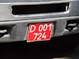 Diplomatic plate. D= diplomat. 001 = USA