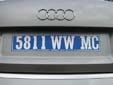 Provisional plate (old style). WW = provisional. MC = Monaco