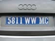 Provisional plate (old style). WW = provisional. MC = Monaco