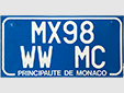 Provisional motorcycle plate (old style). WW = provisional. MC = Monaco