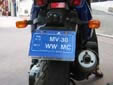 Provisional motorcycle plate. WW = provisional. MC = Monaco