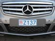Temporary plate (front) for foreigners with primary residence<br>outside Monaco (Z). The plate is valid for 6 months and is renewable.