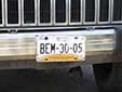 Border zone plate (front, 2004 series) from the State of Baja California<br>Front = border zone. Delantera = front