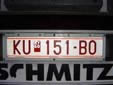 Abnormal vehicle's plate (old style; over 40 tons). KU / КУ = Kumanovo