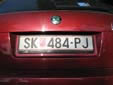 Normal plate (old style). SK / СК = Skopje