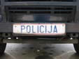 Police vehicle's plate (old style, front). POLICIJA = POLICE