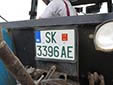 Agricultural vehicle's plate. SK / СК = Skopje