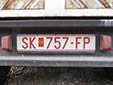 Abnormal vehicle's plate (old style; over 40 tons). SK = Skopje<br>PM = Република Македонија (Republic of Macedonia)