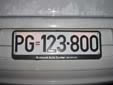 Normal plate (old style) from the former Republic<br>of Serbia and Montenegro. PG = Podgorica