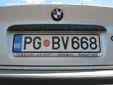 Normal plate. PG = Podgorica