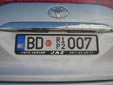 Temporary plate. BD = Budva. RP = temporary. 12 = valid until 2012