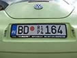 Temporary plate. BD = Budva. RP = temporary. 14 = valid until 2014
