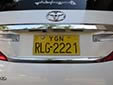 Plate for vehicles owned by monks or monasteries<br>YGN = Yangon Region. RLG = religious