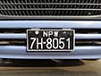 Normal plate. NPW = Naypyidaw Union Territory
