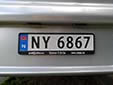 Trailer plate (smaller than normal plate). NY = Notodden