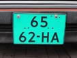 Dealer plate. HA = handelaar (dealer)<br>FH and HF are also used instead of HA