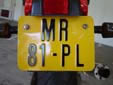 Motorcycle plate (old style). M = motorcycle