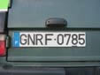 Portuguese National Republican Guard's plate<br>GNR = Guarda Nacional Republicana<br>F = Brigada Fiscal (customs)