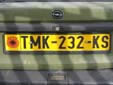 TMK plate. KS = Kosovo<br>TMK = Trupat e Mbrojtjes së Kosovës (Kosovo Protection Corps)