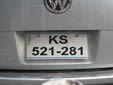 Normal plate (old, unofficial style). KS = Kosovo<br>2005 = plate issued in 2005