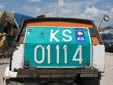 Agricultural and construction vehicle's plate (old style) with<br>an unofficial KS sticker. KS = Kosovo