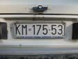 Normal plate (old style) from the former Republic of<br>Serbia and Montenegro. KM = Kosovska Mitrovica