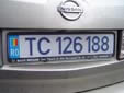 Diplomatic plate (old style). TC = Transport<br>Consular (service staff). 126 = France