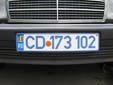 Diplomatic plate (old style). CD = Corps Diplomatique /<br>Diplomatic Corps. 173 = Congo-Kinshasa