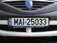 National police vehicle's plate (old style). MAI = Ministerul Administraţiei<br>şi Internelor (Ministry of Administration and Interior)