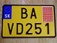 Export plate (old style). BA = Bratislava. V = export<br>Submitted by Martin Šarlina from Slovakia