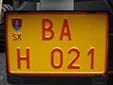 Historical vehicle's plate (old style)<br>BA = Bratislava. H = historical vehicle<br>Submitted by Martin Šarlina from Slovakia