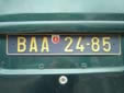 Foreign resident's plate (no longer issued) from<br>former Czechoslovakia. BA = Bratislava