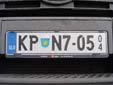 Temporary plate (old style). KP = Koper<br>04 = valid until the end of 2004