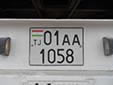 Trailer plate. 01 = Dushanbe