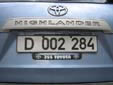 Diplomatic plate. D = Diplomat. 002 = USA