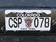 State Patrol plate. CSP = Colorado State Patrol