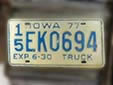 Truck plate (1977 series). 15 = Cass County