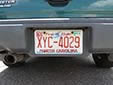 Normal plate (2007 series)<br>From 2007 until 2009 red letters were used. Because of visibility<br>complaints, they switched back to blue letters in late 2009.