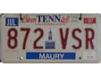Normal plate (1995 series) from Maury County